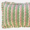 Yonder Hand Block Printed Ruffled Bolster Cushion Cover - Soft White, Green, Pink - RhoolCushionYONDER.Yonder Hand Block Printed Ruffled Bolster Cushion Cover - Soft White, Green, Pink