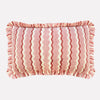Yonder Hand Block Printed Ruffled Bolster Cushion Cover - Soft White, Pink and Red - RhoolCushionYONDER.Yonder Hand Block Printed Ruffled Bolster Cushion Cover - Soft White, Pink and Red