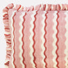Yonder Hand Block Printed Ruffled Bolster Cushion Cover - Soft White, Pink and Red - RhoolCushionYONDER.Yonder Hand Block Printed Ruffled Bolster Cushion Cover - Soft White, Pink and Red
