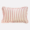 Yonder Hand Block Printed Ruffled Bolster Cushion Cover - Soft White, Pink - RhoolCushionYONDER.Yonder Hand Block Printed Ruffled Bolster Cushion Cover - Soft White, Pink