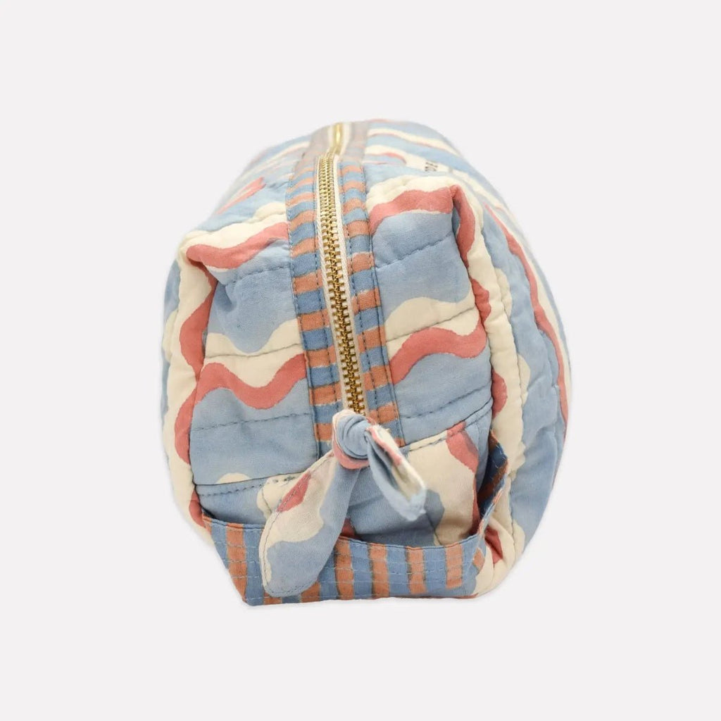 Yonder Organic Cotton Block Printed Wash Bag - Blue - RhoolWash BagYONDER.Yonder Organic Cotton Block Printed Wash Bag - Blue