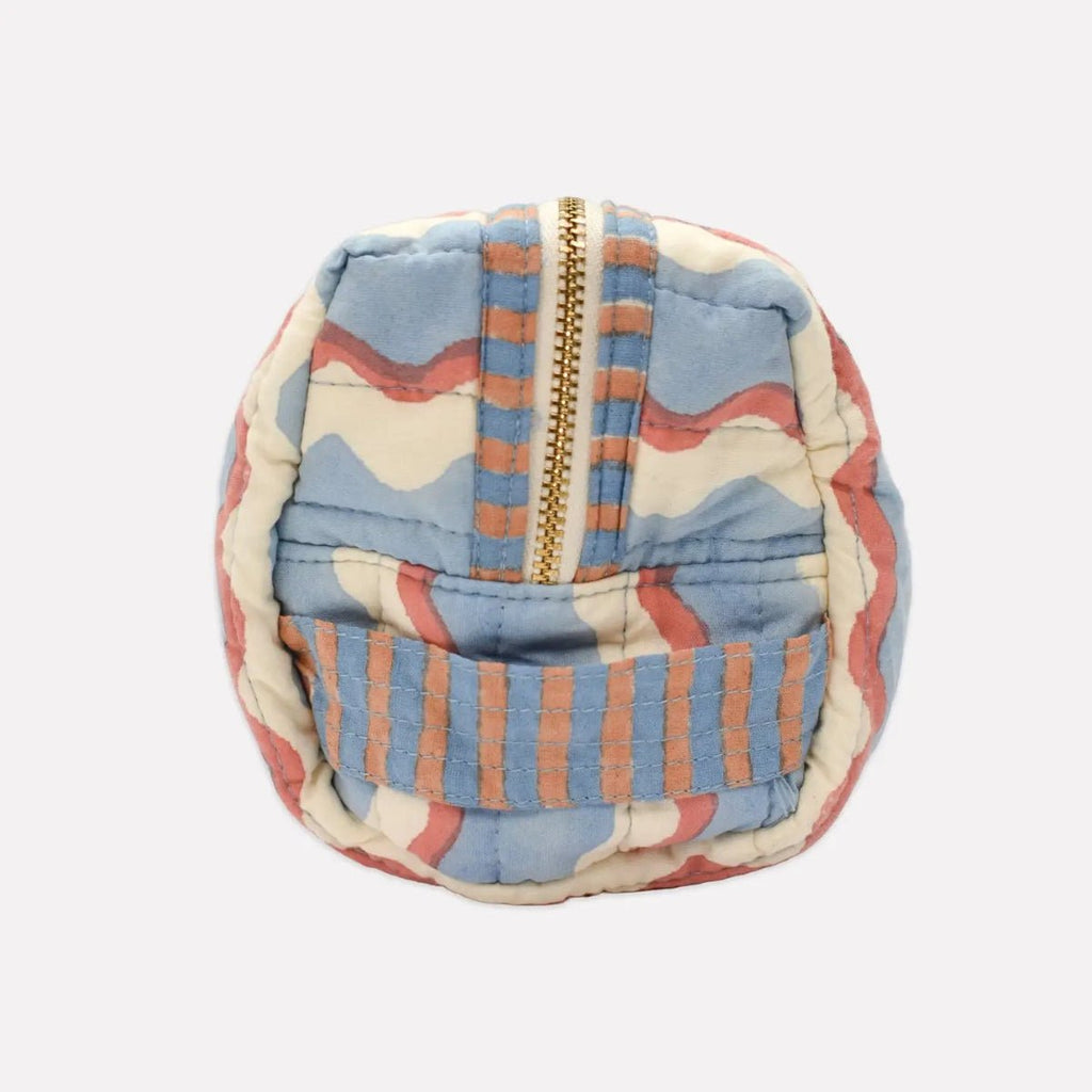 Yonder Organic Cotton Block Printed Wash Bag - Blue - RhoolWash BagYONDER.Yonder Organic Cotton Block Printed Wash Bag - Blue