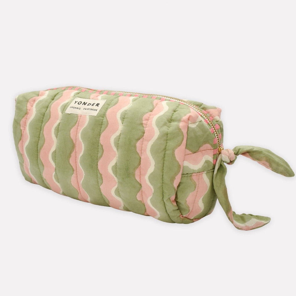 Yonder Organic Cotton Block Printed Wash Bag - Mint/Pink - RhoolWash BagYONDER.Yonder Organic Cotton Block Printed Wash Bag - Mint/Pink