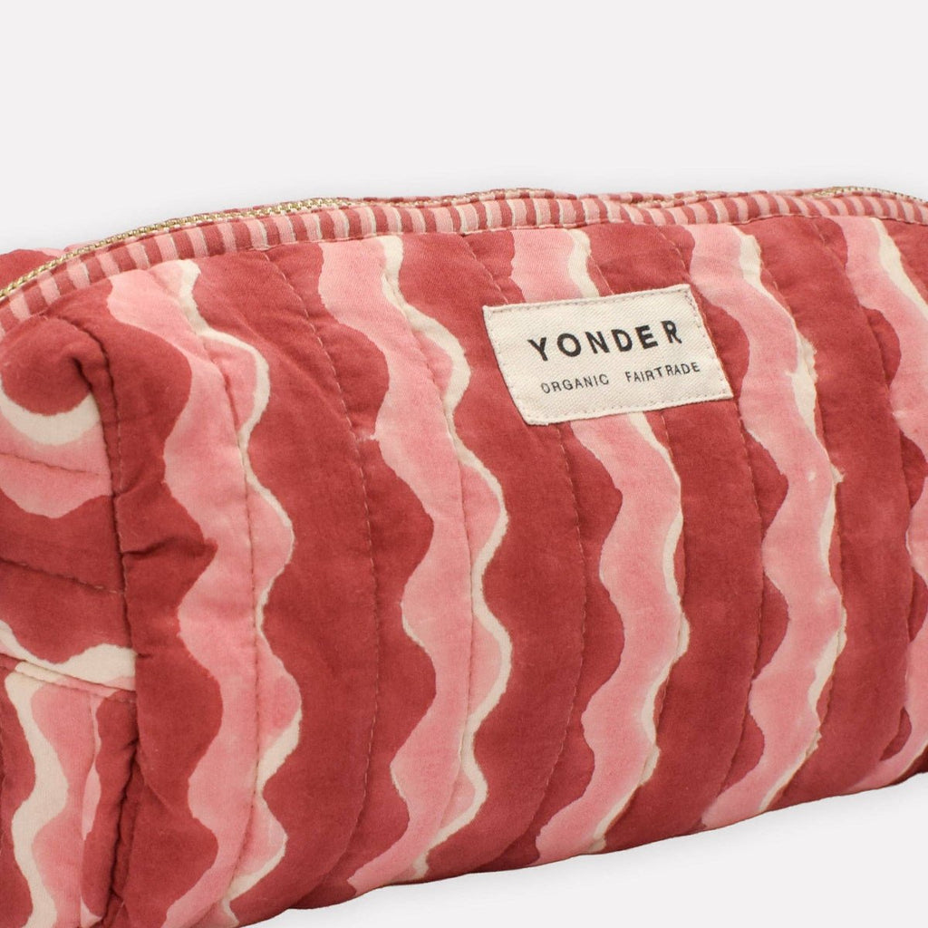 Yonder Organic Cotton Block Printed Wash Bag - Rose/Pink - RhoolWash BagYONDER.Yonder Organic Cotton Block Printed Wash Bag - Rose/Pink