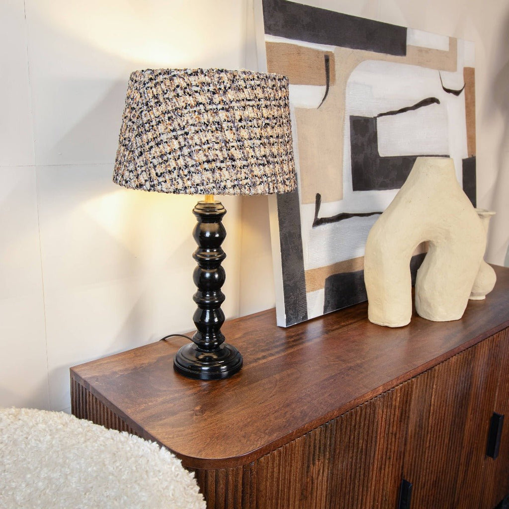 Black Turned Wood Lamp and Shade - RhoolLampRhoolBlack Turned Wood Lamp and Shade