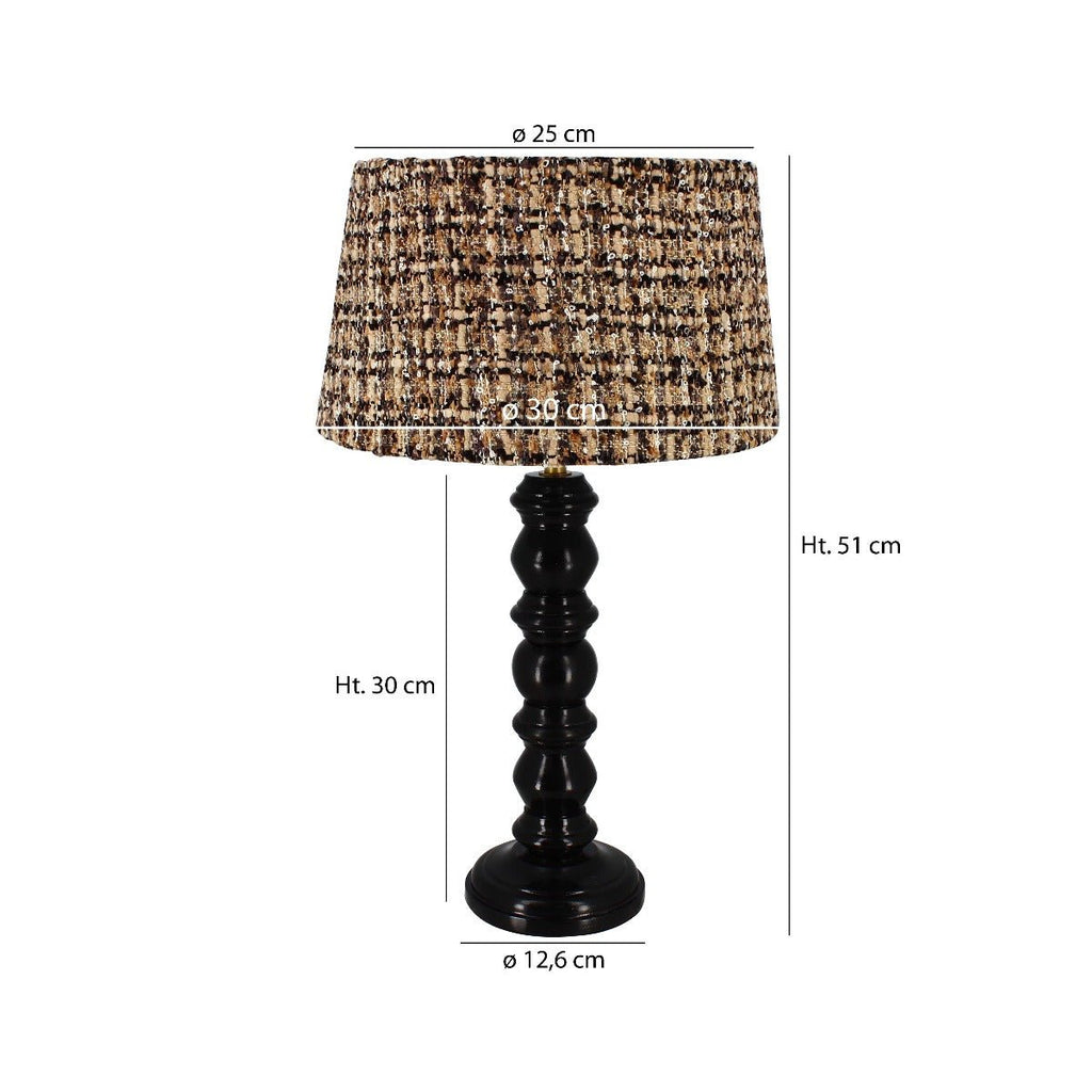 Black Turned Wood Lamp and Shade - RhoolLampRhoolBlack Turned Wood Lamp and Shade