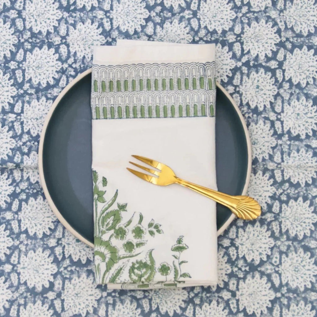 Block Print Tablecloth - Blue/Green - RhoolTableclothsRozablueBlock Print Tablecloth - Blue/Green