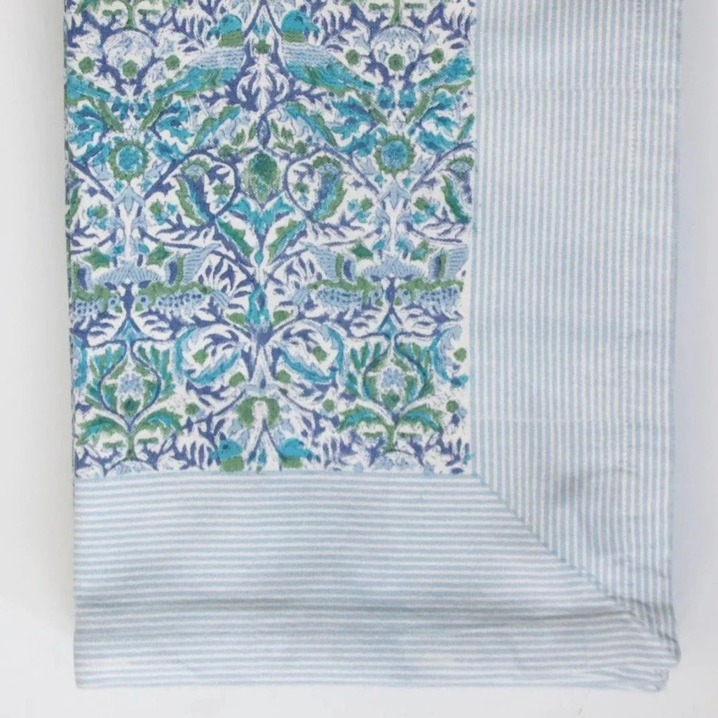 Block Print Tablecloth - Blue/Green - RhoolTableclothsRozablueBlock Print Tablecloth - Blue/Green