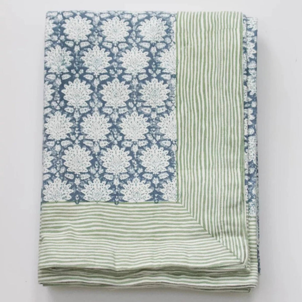 Block Print Tablecloth - Blue/Green - RhoolTableclothsRozablueBlock Print Tablecloth - Blue/Green