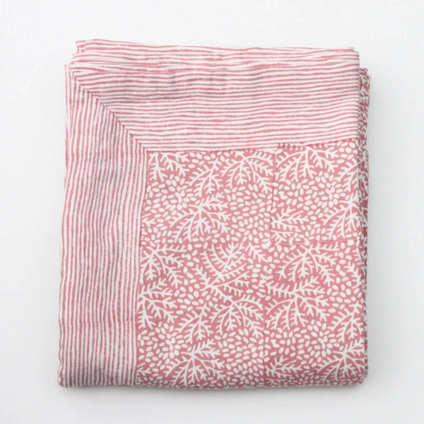 Block Print Tablecloth - Coral - RhoolTableclothsRozablueBlock Print Tablecloth - Coral