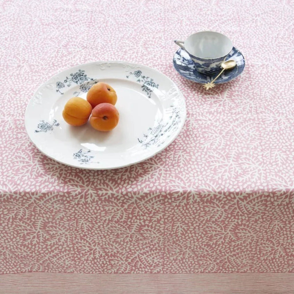 Block Print Tablecloth - Coral - RhoolTableclothsRozablueBlock Print Tablecloth - Coral