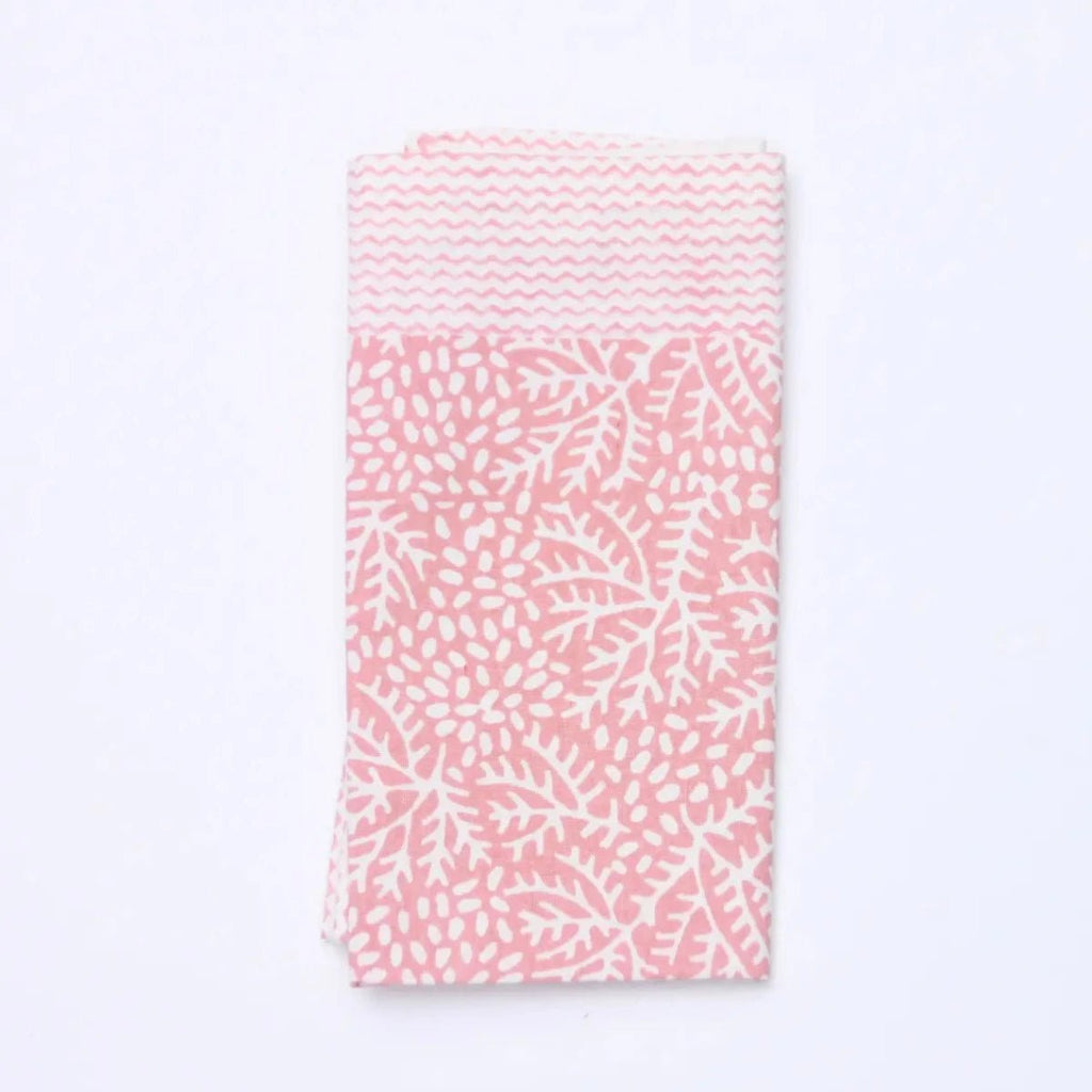 Block Printed Napkins - Coral - RhoolNapkinRozablueBlock Printed Napkins - Coral