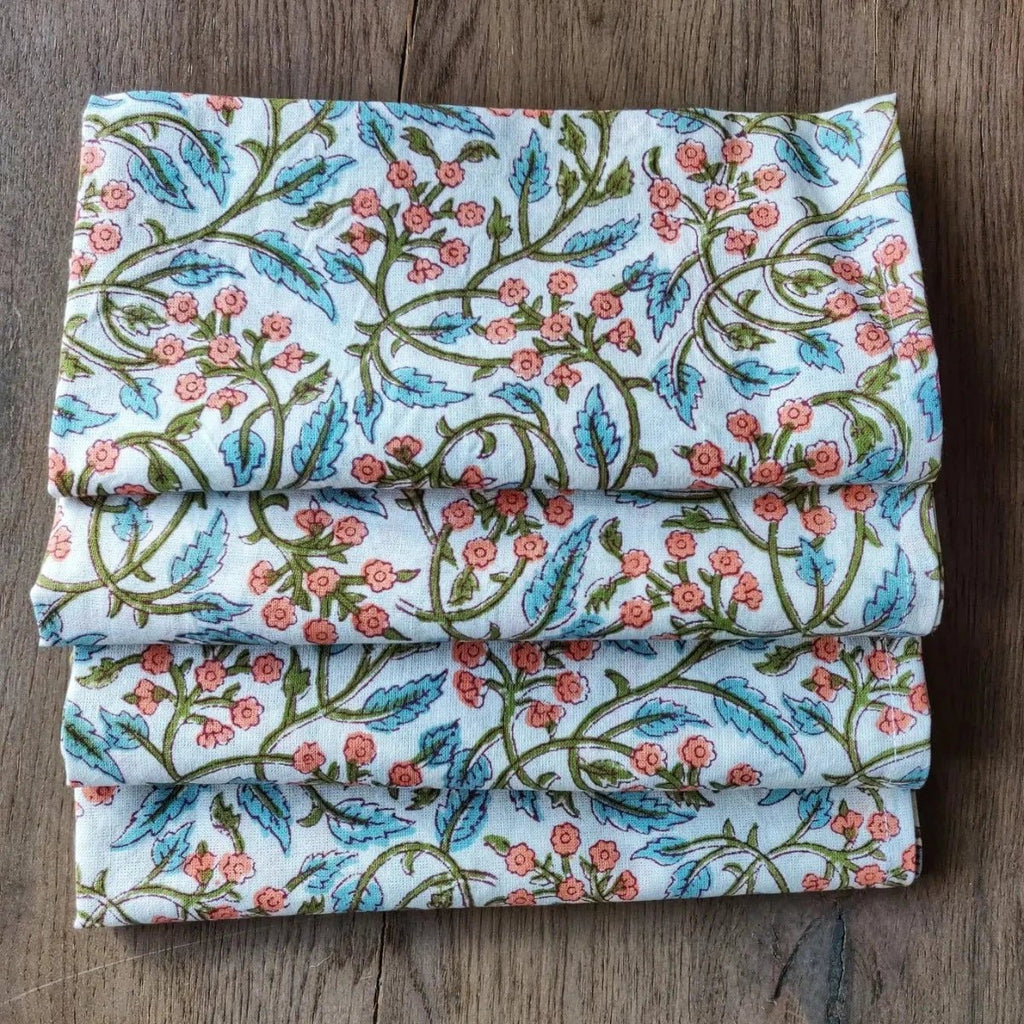 Block Printed Napkins - Floral - RhoolNapkinIndian Block PrintBlock Printed Napkins - Floral