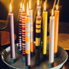 British Colour Standard Candles Striped Gunmetal, Opaline & Marigold Eco Dinner Candles 5060344514047