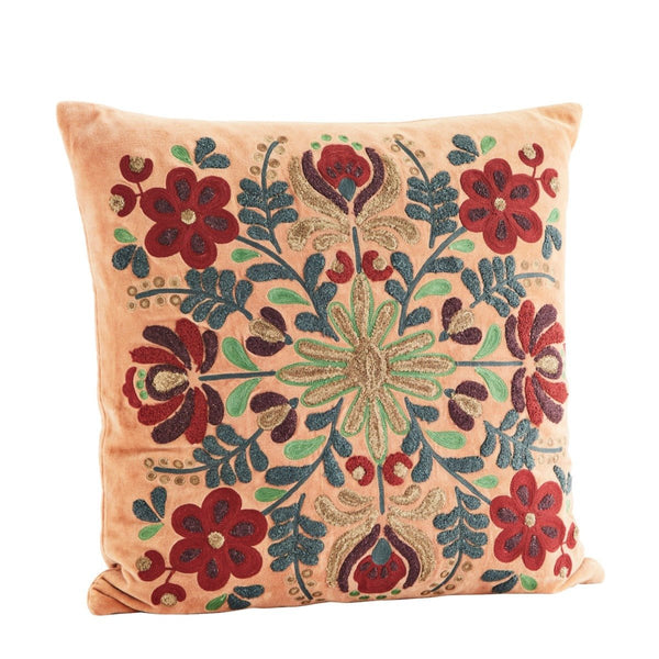 Embroidered Velvet Cotton Cushion Cover - RhoolCushionMadam StoltzEmbroidered Velvet Cotton Cushion Cover