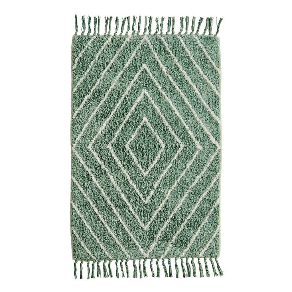 Green and White Tufted Bath Mat - RhoolBath MattMadam StoltzGreen and White Tufted Bath Mat