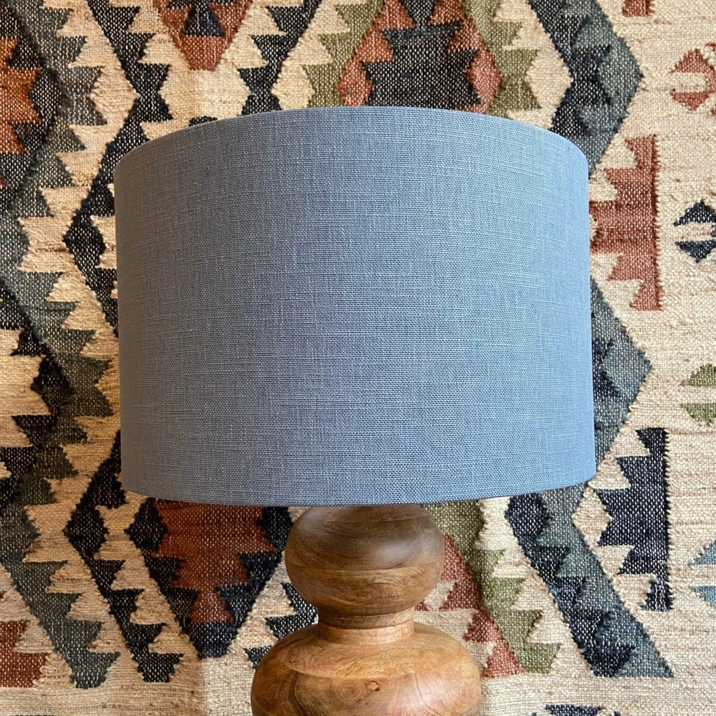 Handmade in Devon Cotton Drum Lampshade - Blue - RhoolLamp ShadesRhoolHandmade in Devon Cotton Drum Lampshade - Blue