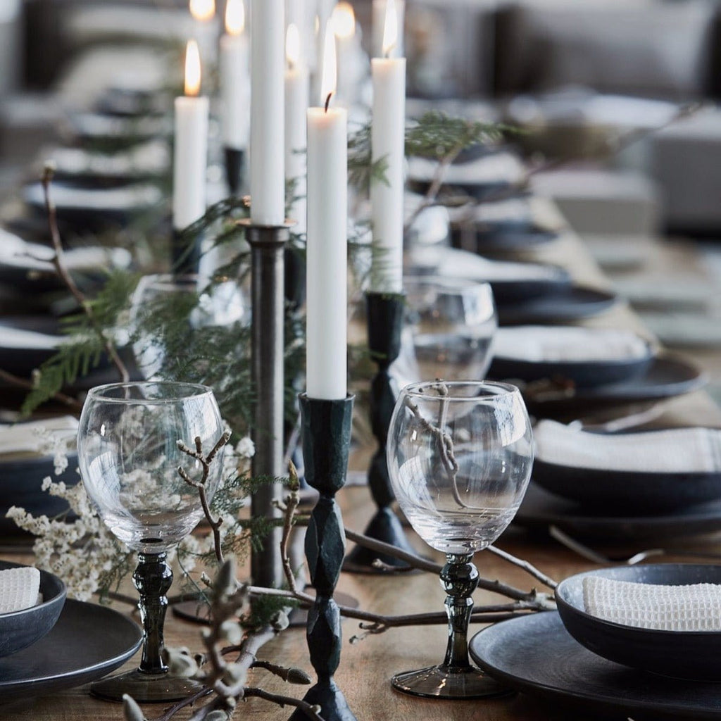 House Doctor Candleholder Black and Green Tall Metal Candle Holder 5707644787384
