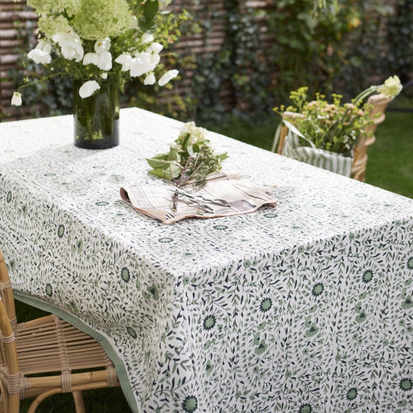 Large Block Print Tablecloth - Green - RhoolTableclothsBungalow DKLarge Block Print Tablecloth - Green