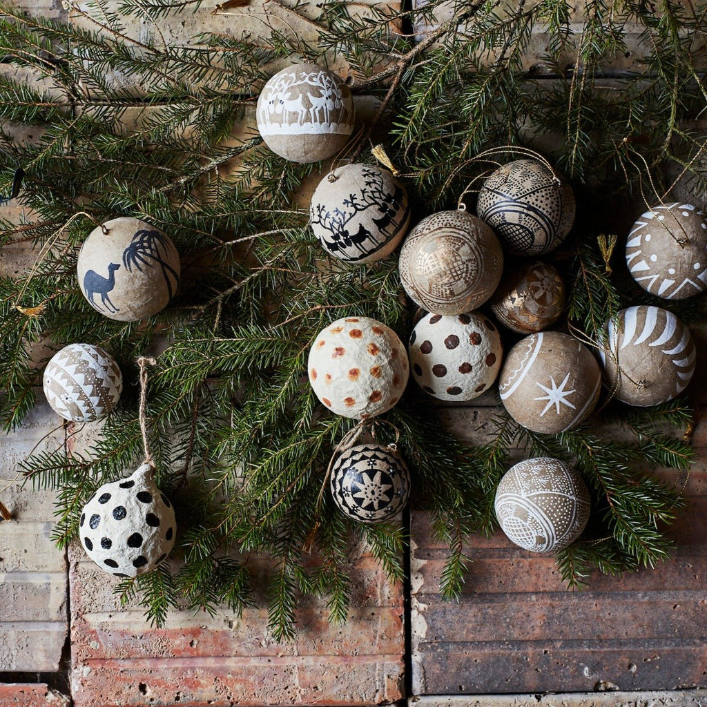 Papier Mache Christmas Bauble - RhoolBaubleMadam StoltzPapier Mache Christmas Bauble