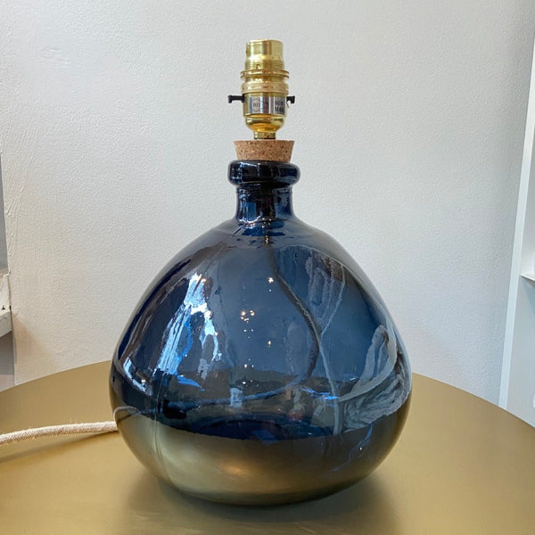 Recycled Dark Blue Glass Lamp - RhoolLampsJarapaRecycled Dark Blue Glass Lamp