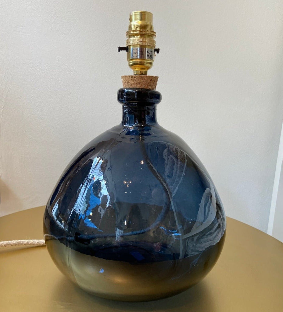 Recycled Dark Blue Glass Lamp - RhoolLampsJarapaRecycled Dark Blue Glass Lamp