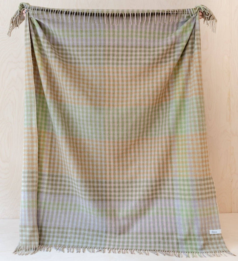 Recycled Wool Blanket in Lilac Grid Micro Gingham - RhoolBlanket ThrowTBCoRecycled Wool Blanket in Lilac Grid Micro Gingham