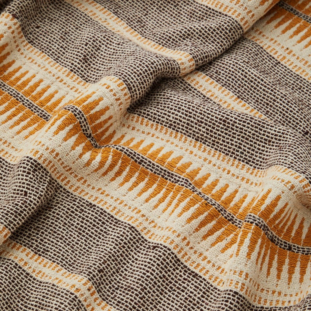 Recycled Yellow Striped Cotton Throw - RhoolThrowMadam StoltzRecycled Yellow Striped Cotton Throw