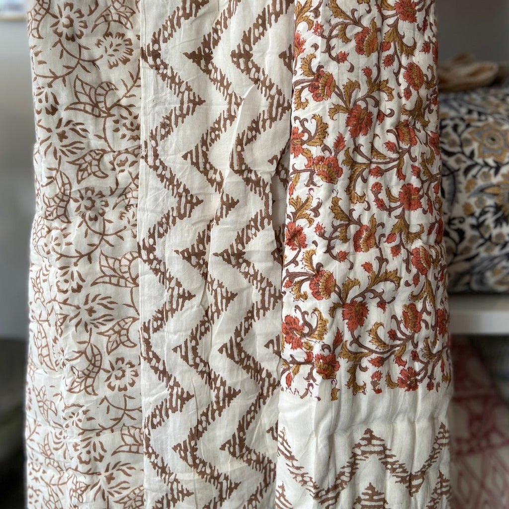 Reversible Block Print Cotton Quilt - RhoolQuiltBlock Print QuiltReversible Block Print Cotton Quilt