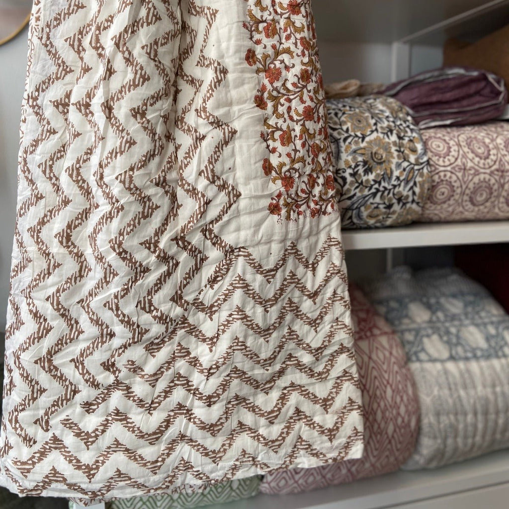 Reversible Block Print Cotton Quilt - RhoolQuiltBlock Print QuiltReversible Block Print Cotton Quilt