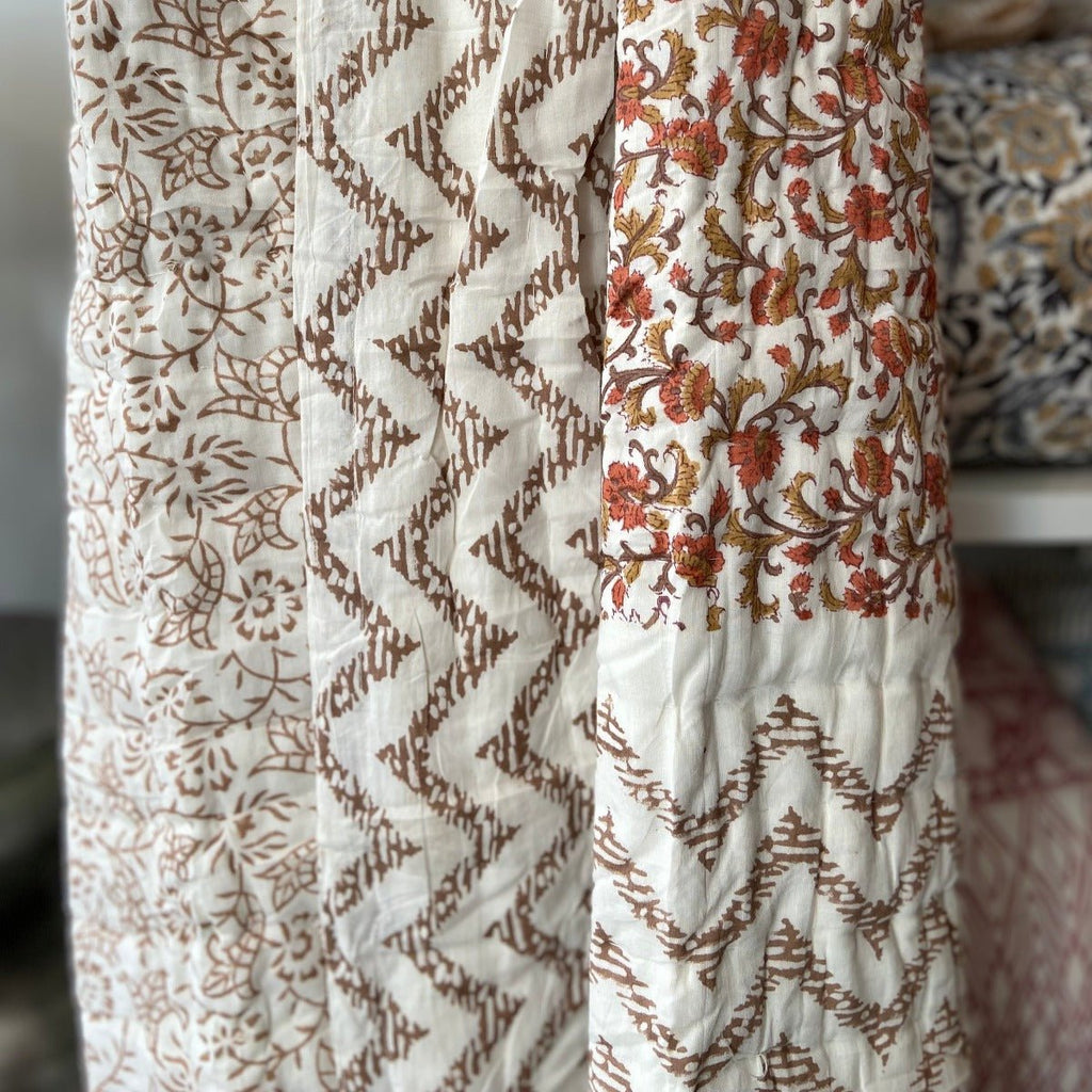 Reversible Block Print Cotton Quilt - RhoolQuiltBlock Print QuiltReversible Block Print Cotton Quilt