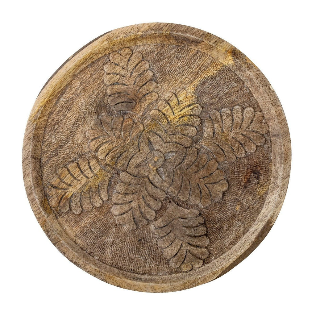 Round Hand Carved Mango Wood Tray - RhoolTrayBloomingvilleRound Hand Carved Mango Wood Tray