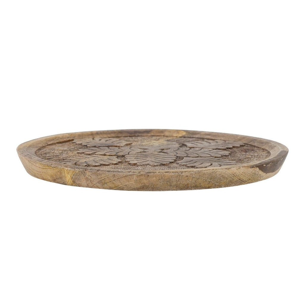 Round Hand Carved Mango Wood Tray - RhoolTrayBloomingvilleRound Hand Carved Mango Wood Tray