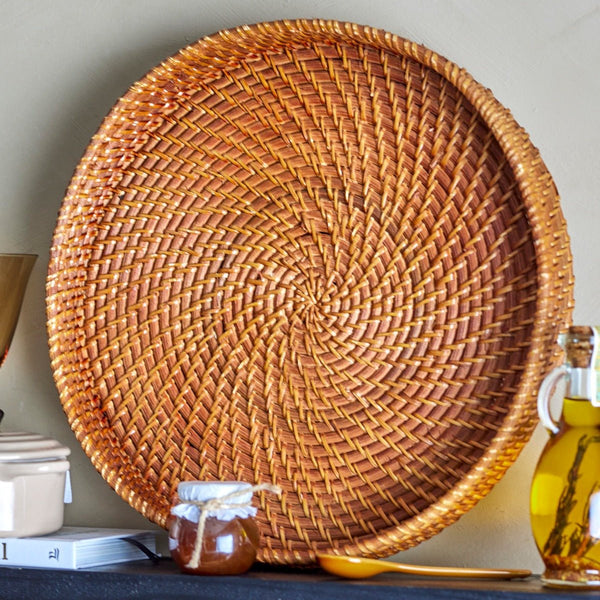 Round Woven Rattan Tray - RhoolTrayBloomingvilleRound Woven Rattan Tray