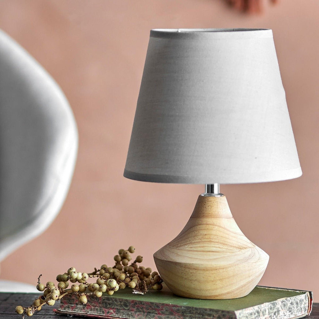 Small Rubberwood Table Lamp and Shade - RhoolLampBloomingvilleSmall Rubberwood Table Lamp and Shade