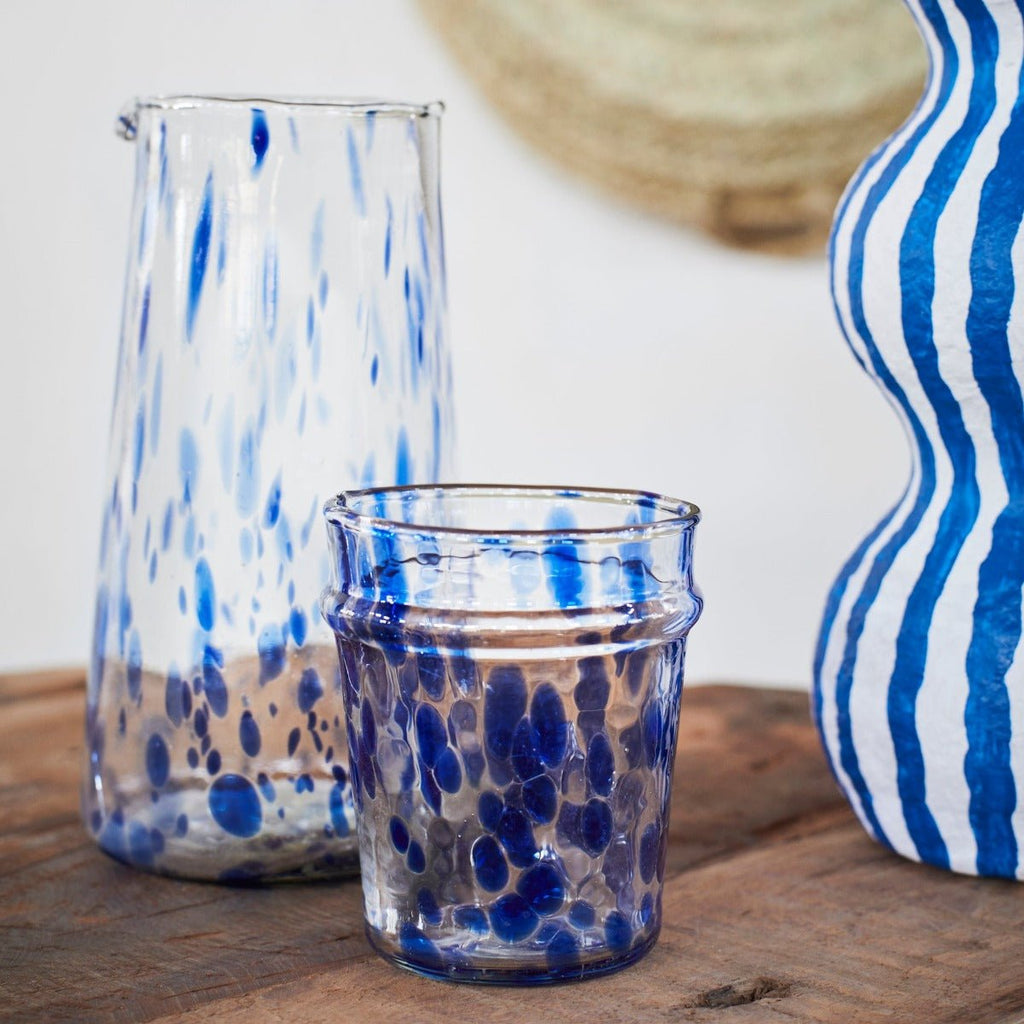 Splatter Drinking Glass Blue - RhoolDrinking GlassMadam StoltzSplatter Drinking Glass Blue