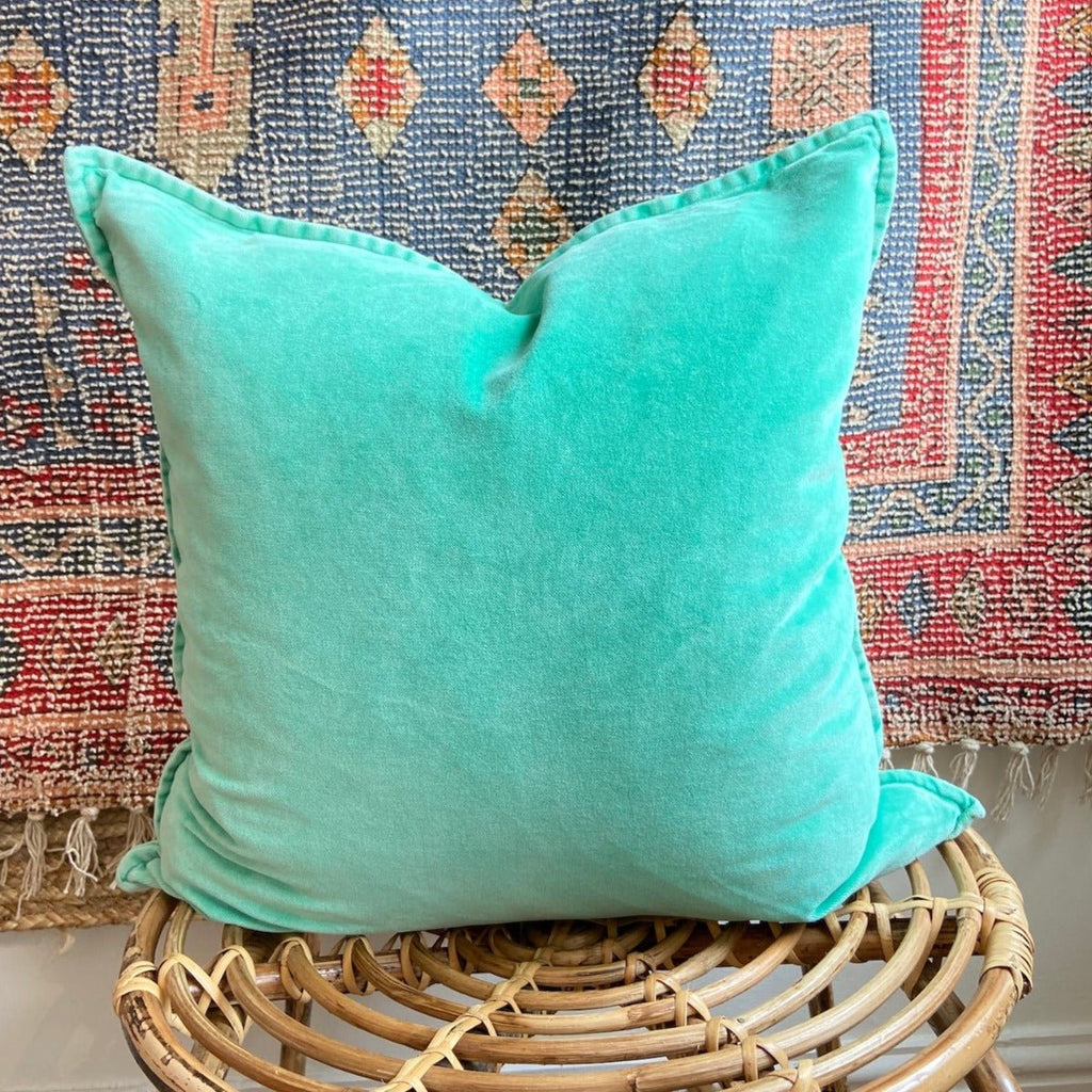 Stonewashed Velvet Cushion Cover Jade – Rhool