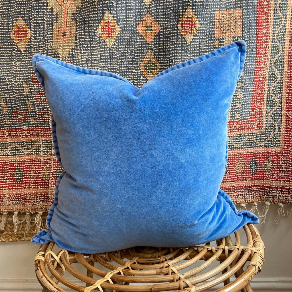 Stonewashed Velvet Cushion Cover - Sapphire - RhoolCushionStone Washed VelvetStonewashed Velvet Cushion Cover - Sapphire