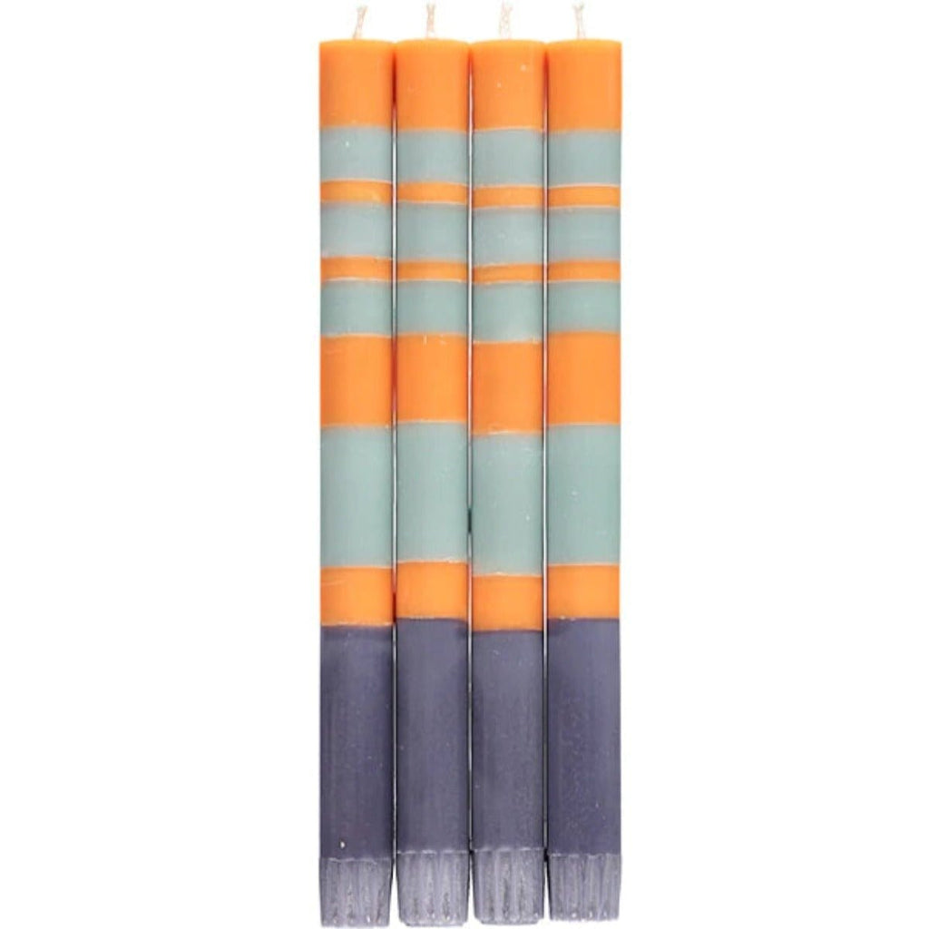 Striped Gunmetal, Opaline & Marigold Eco Dinner Candles - RhoolCandlesBritish Colour StandardBritish Colour Standard Candles Striped Gunmetal, Opaline & Marigold Eco Dinner Candles 5060344514047