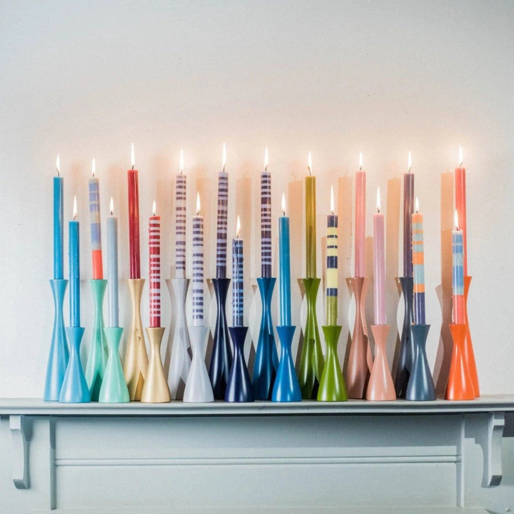 Striped Gunmetal, Opaline & Marigold Eco Dinner Candles - RhoolCandlesBritish Colour StandardBritish Colour Standard Candles Striped Gunmetal, Opaline & Marigold Eco Dinner Candles 5060344514047
