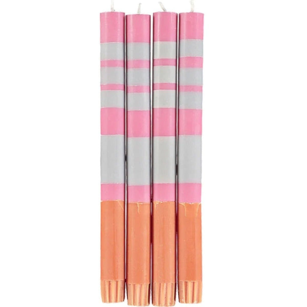 Striped Willow Grey, Neyron Rose and Orange Flame Dinner Candles - RhoolCandlesBritish Colour StandardBritish Colour Standard Candles Striped Willow Grey, Neyron Rose and Orange Flame Dinner Candles 5060344515887