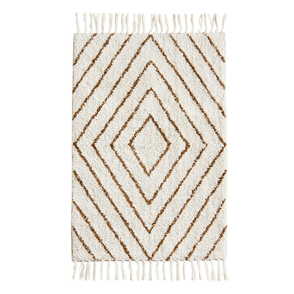 Tan and White Tufted Bath Mat - RhoolBath MattMadam StoltzTan and White Tufted Bath Mat