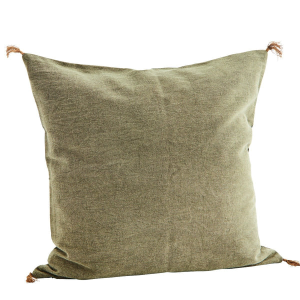 Washed Cotton Cushion Cover -Olive - RhoolCushionMadam StoltzWashed Cotton Cushion Cover -Olive