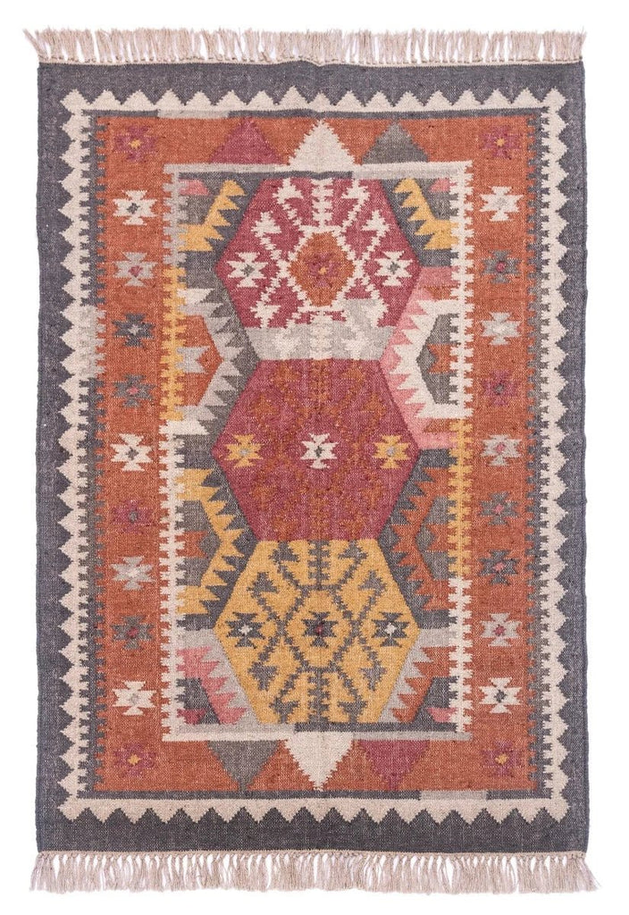 Wool Rectangular Kilim Rug - RhoolRugKilimWool Rectangular Kilim Rug