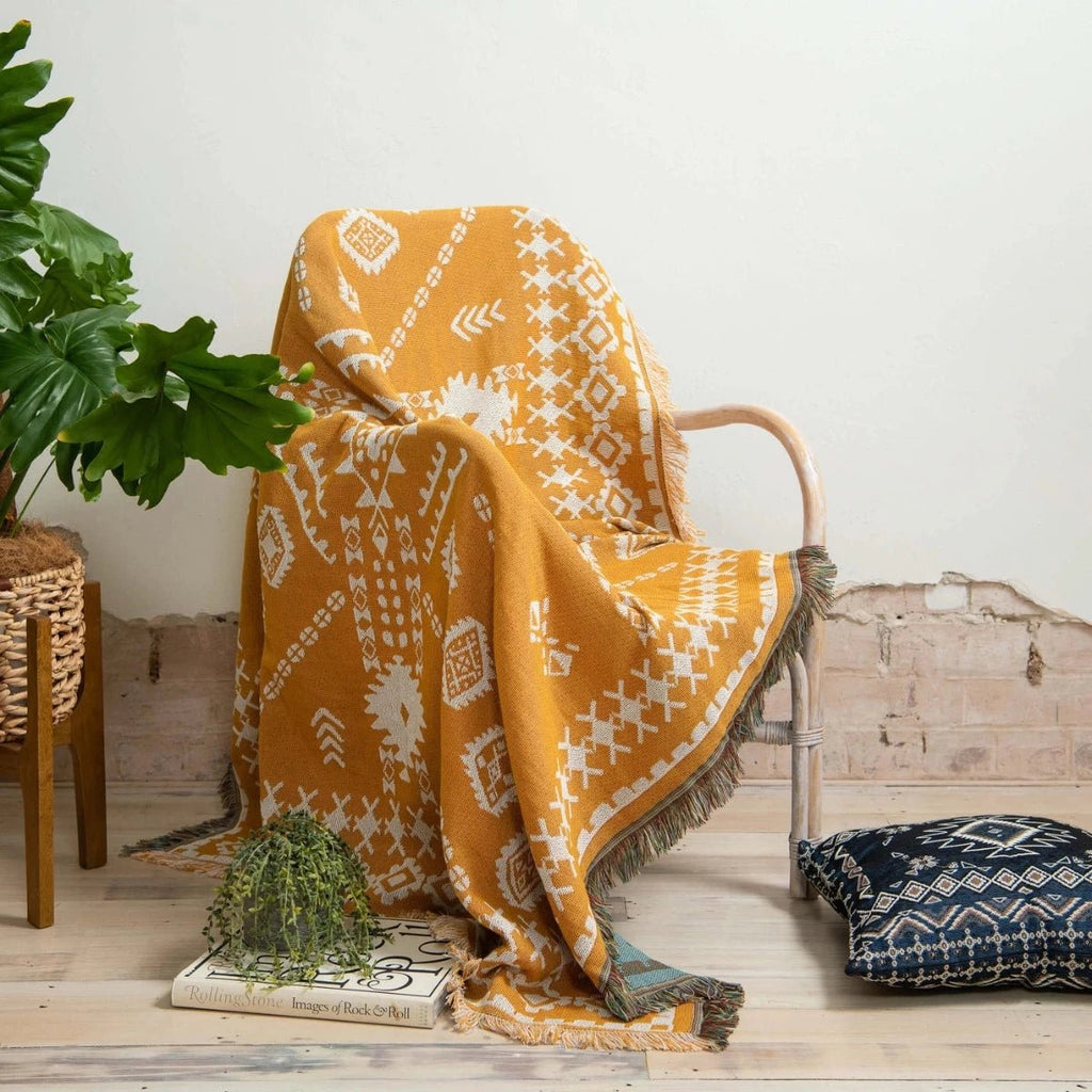 Woven Throw/Picnic Rug - Yellow - RhoolThrowHendeerWoven Throw/Picnic Rug - Yellow